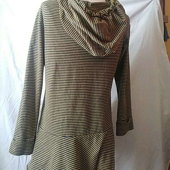 Lur mustard/charcoal striped hoodie-sz S - Picture 4 of 5